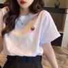 Camiseta Impermeável Branca de Manga Curta para Mulheres Verão Algodão Puro Solta Simples Estampada com Letras Gola Redonda Manga Curta Top Camiseta Básica