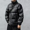 Jaqueta acolchoada de algodão com gola alta em couro PU Gaihua casaco masculino inverno solta grossa roupa pão ins marca de moda meninos bonita jaqueta acolchoada de algodão