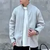 Jaqueta cardigã de tricô com gola alta para homens, novo estilo primavera, outono e inverno, suéter casual solto para casais, moderno