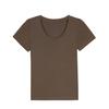 Verano Nuevo Lino Mejorado Verano Delgado Manga Corta Elástica Camiseta Mujer Color Sólido Casual Lyocell Tencel Manga Media