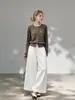 Cardigã de malha redondo de manga comprida para mulheres, estilo old money francês, outono, artístico, simples, casual, em camadas, top de casaco macio