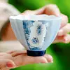 Taza de Té Jazmín Azul Tinta Borracha, Juego de Té Cerámico Personal, Gama Alta, para Uso Individual, Utensilios de Té, Artículos para el Hogar, Exquisita Taza de Té