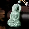 Jade Grado A Natural Verde Frijol Estéreo Buda Amitabha Colgante Jade Hielo Estatua de Buda Hombres y Mujeres Colgante Venta al por Mayor