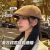 Gorra Retro de Pana Estilo Británico, Circunferencia de Cabeza Grande, Boina Adelgazante, Versátil Gorra de Periodista para Mujer, Adecuada para Primavera y Otoño