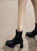 2026 Nuevas Botinetas Adelgazantes con Tacón Alto, Charol, Punta Cuadrada, Plataforma Impermeable, Botas Adelgazantes Elegantes y de Moda