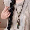 Verano Relajante~Collar con Colgante de Flor Tejida Estilo Étnico Bohemio para Mujer, Accesorio Largo Estilo Vacaciones Vintage