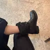 Edición Lancui ~ Botines vaqueros cortos con hebilla retro, botas western de tacón grueso, botines de tobillo de moto para mujer, puntera redonda, adelgazantes