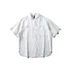 Roupa Masculina Beijie Verão 2026 Nova Camisa de Manga Curta com Gola Alta Masculina Simples de Cor Sólida Jaqueta Solta de Manga Meia