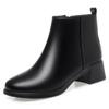 Botines Cortos de Piel Suave para Mujer 2026 Nuevo Estilo Otoño e Invierno con Forro de Lana, Tacón Medio, Tacón Grueso, Zapatos de Piel con Suela Suave, Botas Martin Sencillas para Mujer