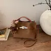 Bolso Kelly de cuero ante esmerilado, gran capacidad, adecuado para otoño e invierno, estilo vintage, versátil para el trabajo, se puede llevar en la mano, usar como bolso de hombro o cruzado
