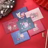 Tarjeta de felicitación navideña de niña de dibujos animados linda, tarjeta pequeña en blanco para Navidad, festividades, agradecimiento y buenos deseos