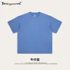 Camiseta de Verano para Adolescentes Suelta Europea y Americana 260g Color Sólido Desgastada para Hombre y Mujer Calleera Suelta de Algodón Manga Corta