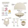 Novos Babadores de Silicone de Grau Alimentício para Bebê, Conjunto com Tema de Leão, Conjunto de Utensílios de Mesa de Silicone para Crianças com 6 Peças: Tigela, Colher e Garfo