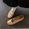 Zapatos Mary Jane de Tacón Grueso Estilo Coreano de Cuero de Vaca, Correa Única para Mujer, Estilo Suave, Tacón Bajo, Versátiles para Combinar con Faldas