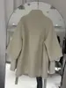 2025 Nueva Ropa Exterior de Cachemira de Doble Cara para Otoño e Invierno para Mujer, Cuello Alto Pequeño, Estilo Coreano Delgado, Ropa Exterior Holgada de Lana