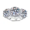 Anillo Exagerado de Nuevo Estilo Transfronterizo con Moissanita de 7 Quilates, Joyería de Moda Estilo Old Money, Anillo de Plata de Ley 925, Directo de la Fábrica Fuente