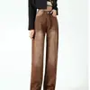 Jeans de Comercio Transfronterizo al por Mayor, Estilo Retro Lavado Marrón Degradado para Mujer, Nuevo Estilo Primavera y Verano, Pantalones Rectos Anchos Sueltos y Relajados