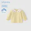 [Antibacterial 7A] Camiseta de Manga Larga Estilo Francés para Niñas Top Bordado con Cuello Otoño Temprano Ropa de Otoño para Bebés Niñas