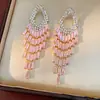 Pendientes Vintage de Aguja Plateada con Borlas de Diamantes y Circonitas, Pendientes Retro Exquisitos con un Toque de Lujo Ligero y Sensación de Alta Gama