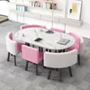 Mesa Ovalada para Conferencias Simple y Moderna para 6-8 Personas Mesa Larga Combinación de Mesa y Silla para Sala de Lectura de Biblioteca Sala de Entrenamiento Recepción
