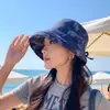 Sombrero de Pescador de Moda y Estilo para Mujer Verano 2026, Sombrero para el Sol con Protección UV, Adelgazante del Rostro, Ala Curvada, Sombrero de Cubo de Ala Ancha