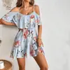 Vestido de tiras con volantes, ajustado, floral sexy, transfronterizo europeo y americano, más vendido en Ins 2026
