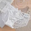 Bragas Sexys de Encaje y Satén de Cintura Media Baja para Mujer Deseo Puro Lazo en la Cadera Transpirables Verano Huecas Alas de Ángel