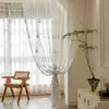Cortinas translúcidas con bordado de hojas transfronterizo para balcón, sala de estar, villa, diseño moderno simple prefabricado, venta al por mayor desde el fabricante