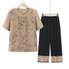 Ropa de Verano para Mujeres Mayores Traje de Mujer Traje de Abuela Traje de Dos Piezas de Manga Corta de Verano para Ropa de Verano de Señora Mayor Traje Estilo Chino para Madre