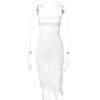 Vestido Sexy de Encaje con Empalme de Estilo Europeo y Americano 2024 Otoño Nuevo Encaje con Cordones Espalda Descubierta Falda Elegante Exportación Venta al por Mayor