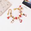 Pulseira Dourada com Contas de Natal DIY Pingente Papai Noel Floco de Neve Veado Pulseira Desenho Animado Presente de Feriado