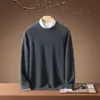 Suéter masculino de cashmere puro ~100% para bebê, gola redonda, malha, camada base versátil, suéter casual para o trabalho
