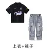Ropa Moderna Infantil de Street Dance Niños y Niñas Marca Moderna Conjunto de Camisa de Béisbol de Manga Corta Atuendo Genial de Hip-Hop para Niños