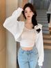 Amazon Solid Color Hot Lazy Chic Francês Nicho Elegante Suéter de Malha Macio Ceroso Casual Simples Cardigan All-match