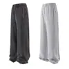 Calças e Moletons Masculinos da Moda, Novo Estilo Outono/Verão, Calças Masculinas de Corte Reto com Lavagem de Flocos de Neve, Bordas Desgastadas e Calças Longas com Patchwork