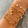 Transfronteiriça Europa e Estados Unidos e Estados Unidos venda quente 5 peças pulseira terno mulheres liga redonda conta corrente caixa corrente simples moda pulseira
