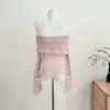 "Carta de Amor ao Pôr do Sol" top de tricô laranja de um ombro só para mulheres, design de outono, modelador, top vazado, tamanho único, roxo, outras cores disponíveis