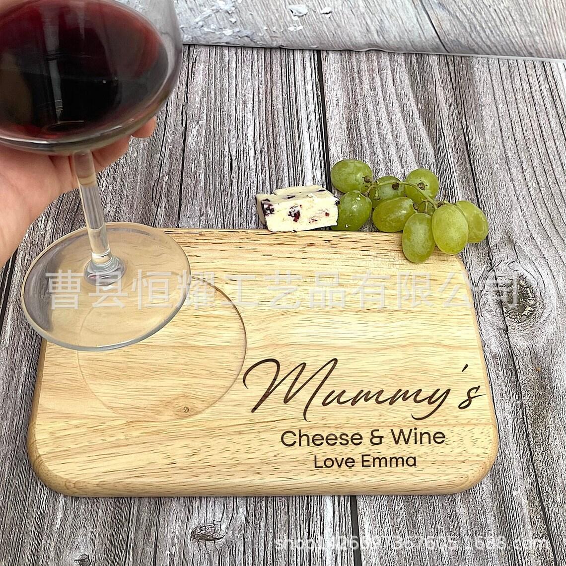 木制方形菜板多功能杯垫 早餐盘橡胶木砧板奶酪板芝士板BSCI