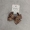 Estilo universitário Sweet Baby Children Little Girl Borracha Tendão Cor Marrom Xadrez Mini Bow Headline Hair Ring Head Flower