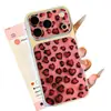 Capa Rosa Coração Estampa Leopardo Compatível com Celular Apple 18promax Huawei Xiaomi Vivo Capa Macia Janela Grande Personalidade