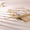 Pulsera de Acero Inoxidable Nueva Europea y Americana de Cara Ancha con Flor Estilo Frío Ins Pulsera Abierta Geométrica en Forma de Corazón Ajustable