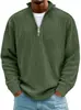2025 Nova Coleção de Outono da Amazon Camisas Casuais Masculinas Gola Alta Zíper Veludo Cotelê Manga Longa Camisa Polo Masculina