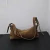 Bolsa de Camurça, Bolsa de Ombro para o Dia a Dia de Luxo Leve, Alça Larga Coreana, Bolsa Transversal Versátil de Couro Genuíno de Alto Padrão para Mulheres