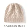 Gorro cálido de cachemir nuevo para otoño e invierno con rombos dobles, color liso, versátil, simple, gorro de punto cálido, gorro de punto redondo para mujer