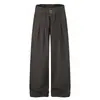 Pantalones casuales plisados estilo retro americano con cintura fruncida y cinturón, unisex, otoño, corte relajado, pierna recta holgada, pantalones versátiles