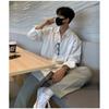 Camisa para Hombre Yuppie Británico Camisa de Manga Larga para Hombre de Alta Gama Gris Estilo Maduro Ligero Traje con Camisa Trendy Oversize