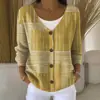 Sudadera con Botones de Cuello en V de Nuevo Estilo Transfronteriza de Manga Larga Otoño e Invierno Moda Impresa en 3D y Personalizada Chaqueta Suelta para Mujer