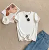 Camiseta Adelgazante Básica con Borde Enrollado, Primavera y Verano Cuello Redondo Casual Simple Versátil Pulóver, Top de Estilo de Alta Gama que Reduce la Edad, Versión Coreana