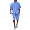2025 Popular de Exportação Versão Grande Traje Esportivo Casual Solto Camiseta de Manga Curta Shorts Tendência Europeia e Americana Roupas Masculinas