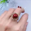 Anel Original de Cinábrio Mineral para Mulheres S925 Prata Banhada a Cobre Anel Ajustável Anel de Areia Dourada Roxa Joia de Ano do Zodíaco Moda